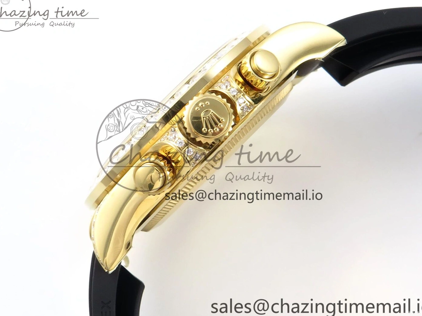 MiroTime 0203 Daytona 126538TBR EWEF 1:1 Best Edition 904L Steel YG Crystal Dial Diamonds Bezel on Black Rubber Strap SH OdorResistant 463